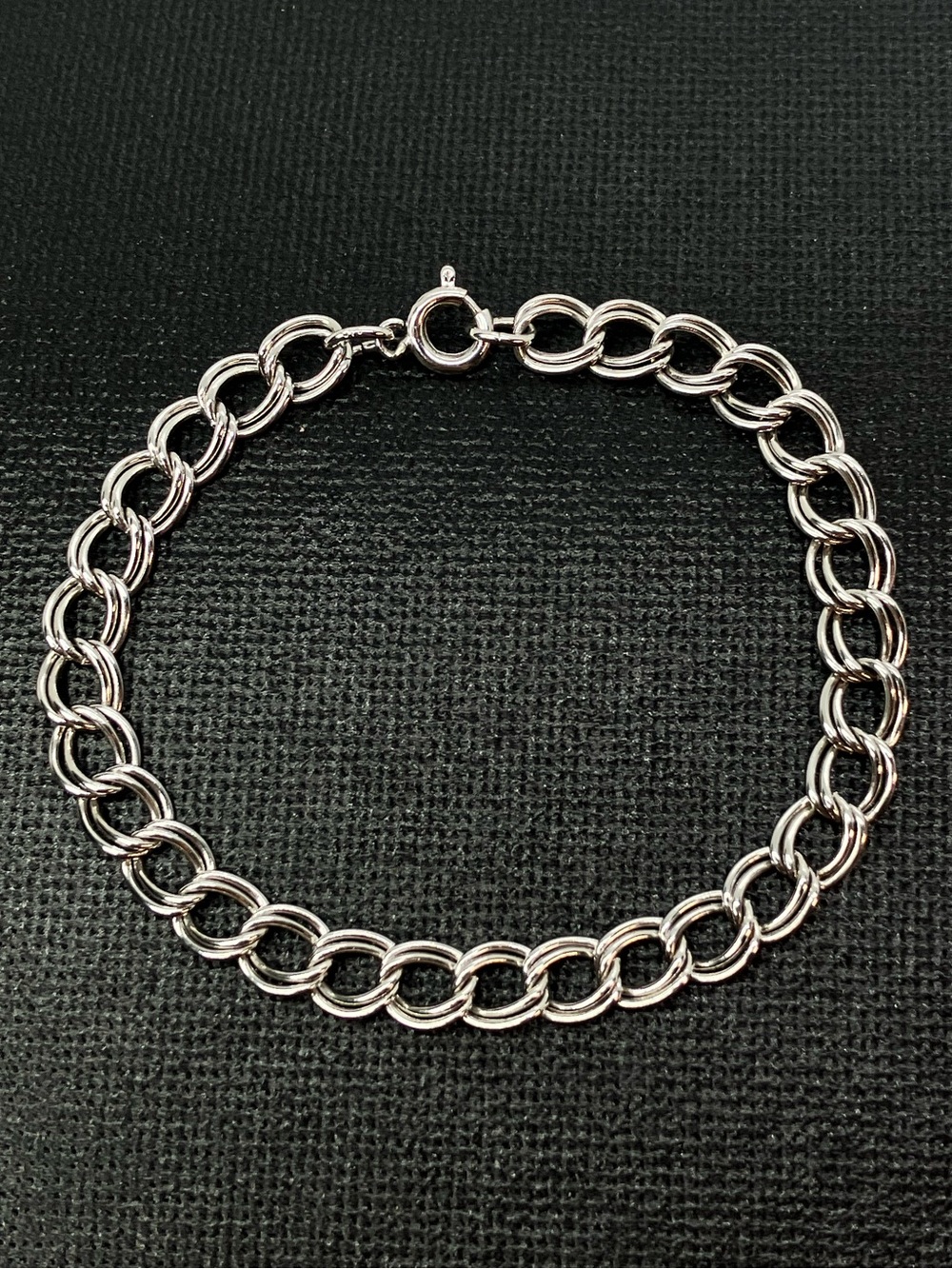 Vtg 925 Sterling Silver Airflex Starter Charm Double Link Chain Bracelet | 7.5”